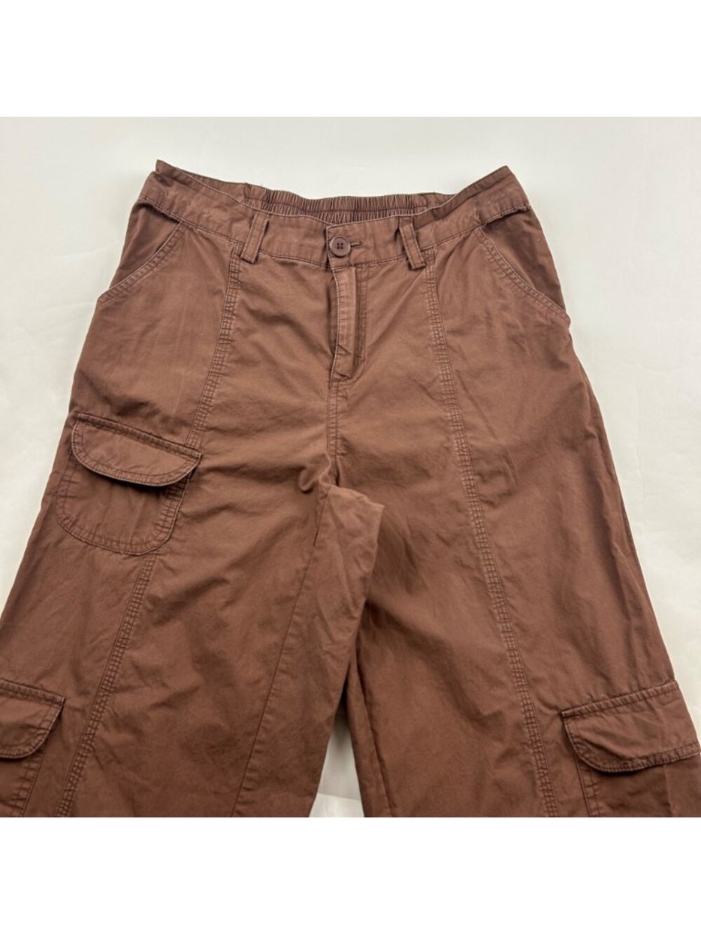 WIld Fable Brown Poplin Canvas High Rise Wide Leg Cargo Pant XS - Picture 2 of 6